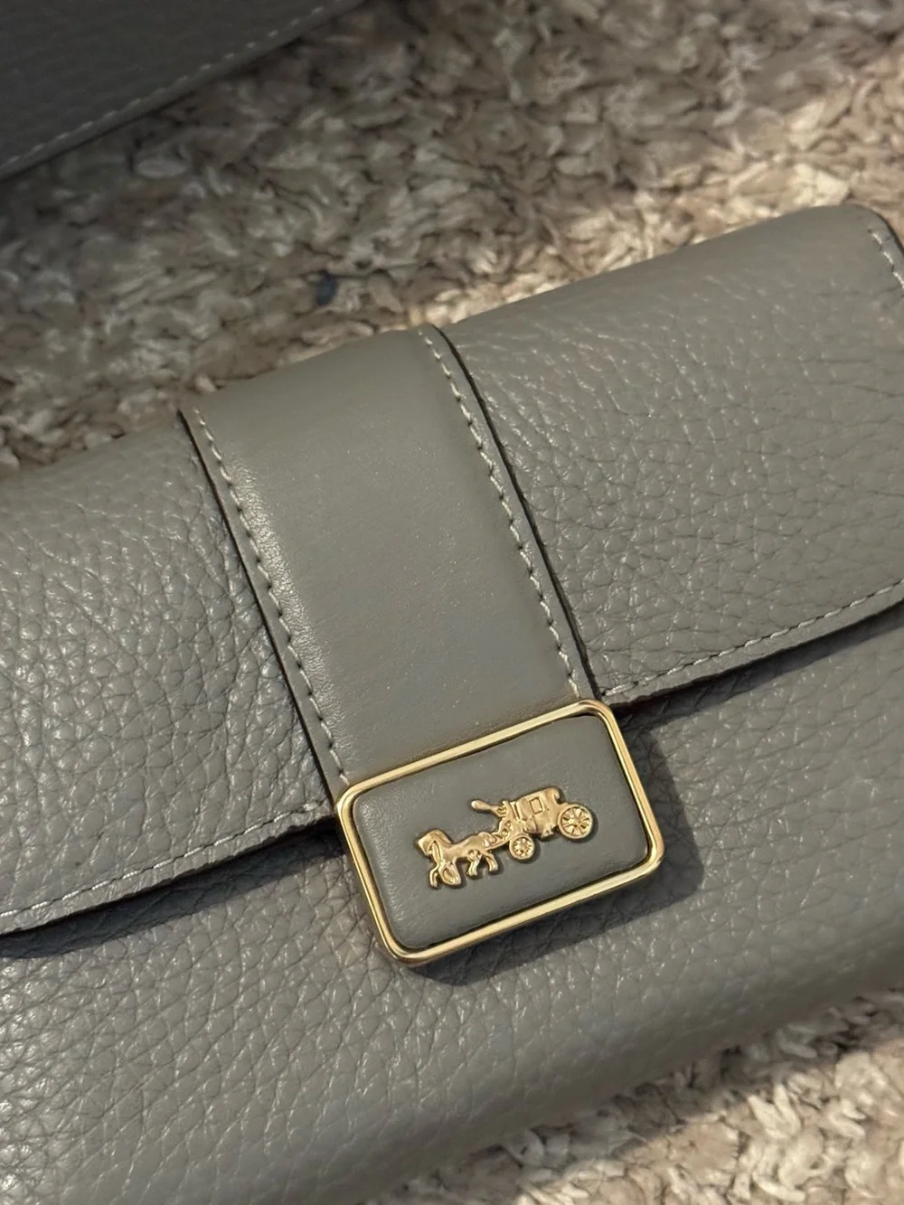 Coach Gray Leather Satchel and Wallet Set with Gold Accent